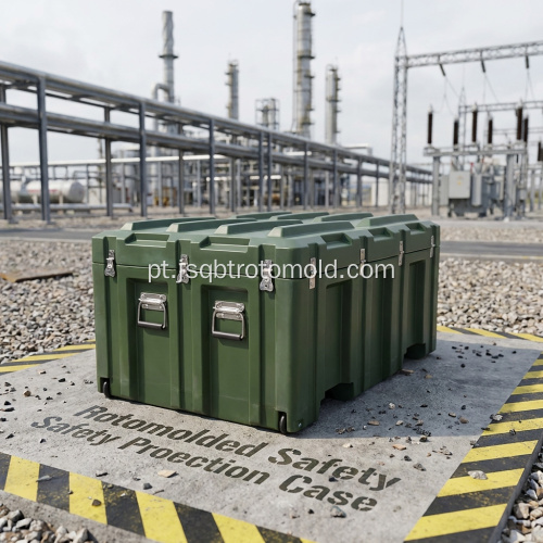 Caixa de equipamento rotomoldado para armazenamento de equipamentos de mísseis